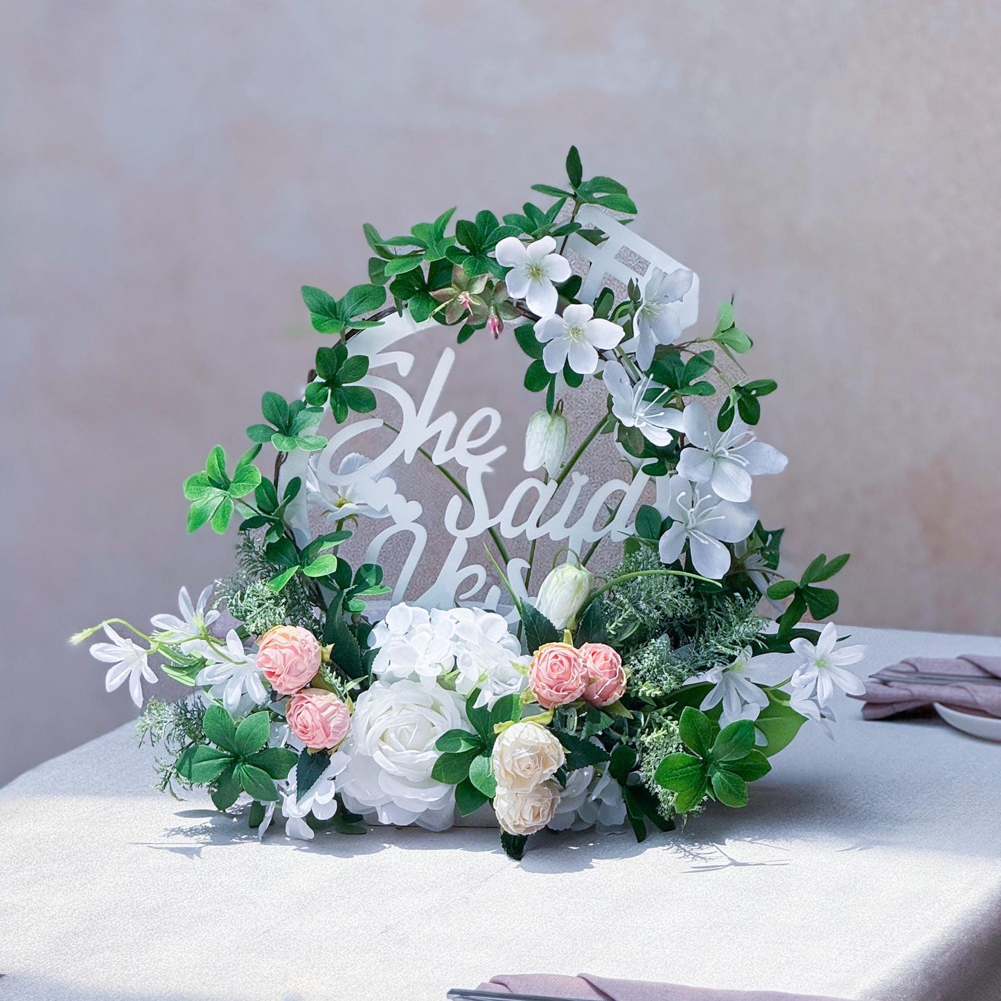 Acrylic She Said Yes Proposal Ceremony Table Runner Bachelor Party Gift Box, She Said Yes Banner Gift for Her Bridal Shower, Wall Decor Idea