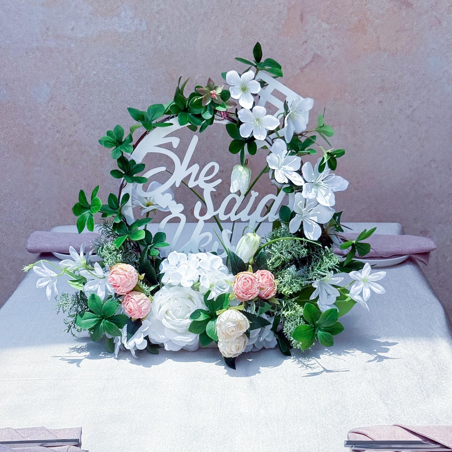 Acrylic She Said Yes Proposal Ceremony Table Runner Bachelor Party Gift Box, She Said Yes Banner Gift for Her Bridal Shower, Wall Decor Idea