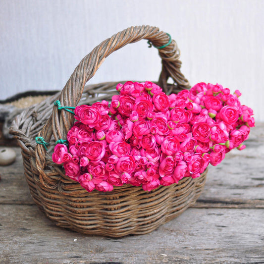 Rose Red Rose Stems – Faux Flower Bundle Perfect For DIY Wedding Bouquet, Wreath Design, Silk Ranunculus Centerpiece, Crafts & Arrangements