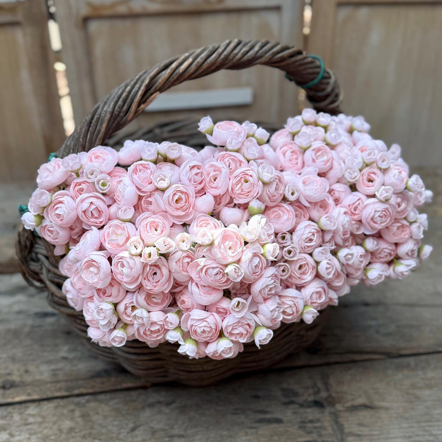 Light Pink Rose Stems – Faux Flower Bundle Perfect For DIY Wedding Bouquet, Wreath, Silk Ranunculus Centerpiece, Crafts & Arrangements