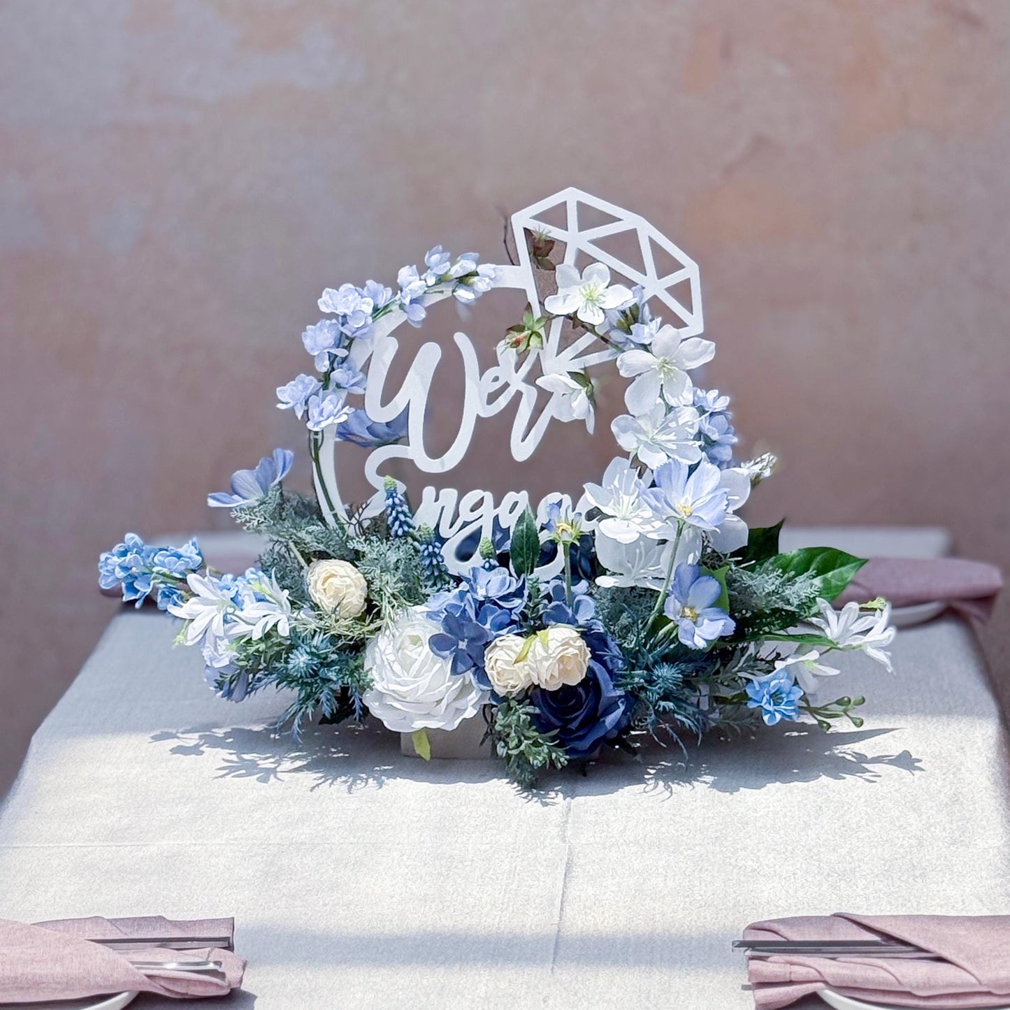 Acrylic We Are Engaged Ceremony Table Centerpiece Gift, Something Blue Gift, Bachelorette Party Decor, Engaged Table,Wall Decor Gift for Her