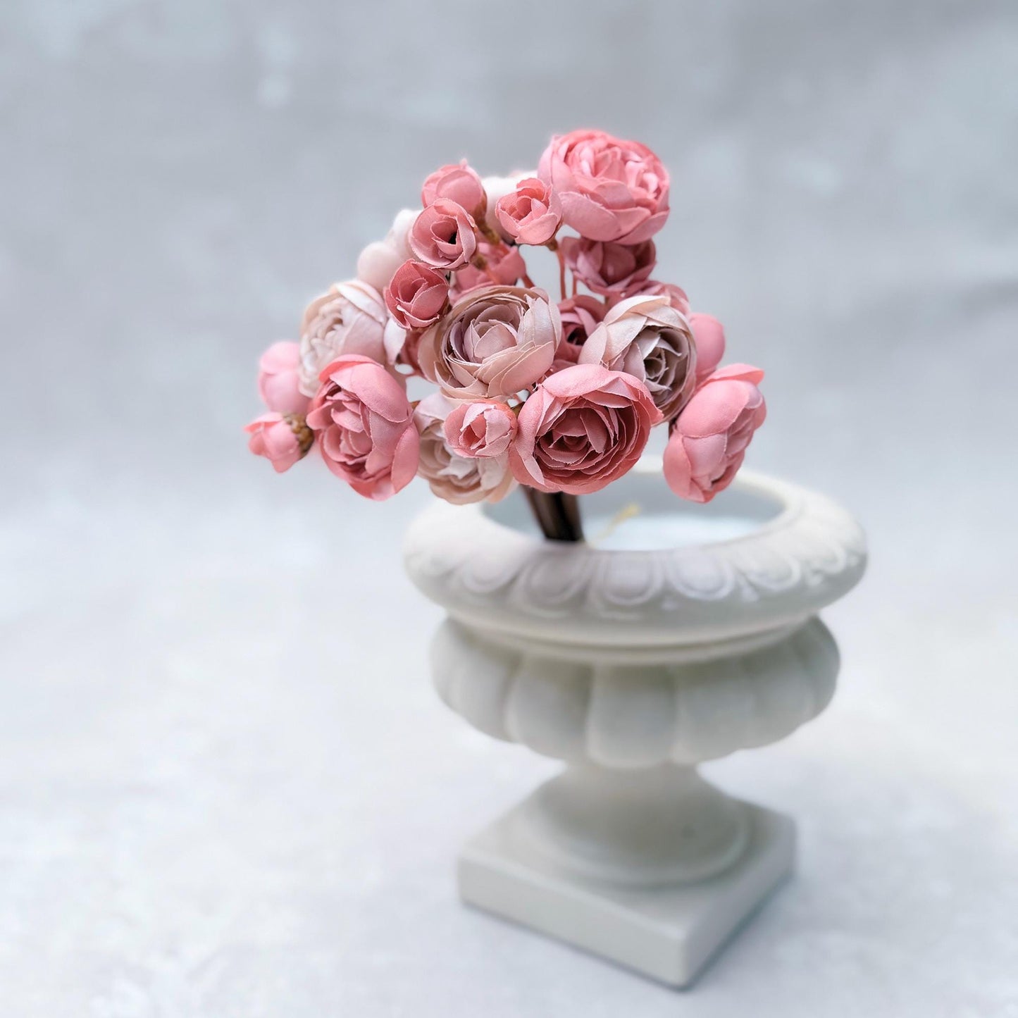 Dusty Pink Rose Stems – Faux Flower Bundle Perfect For DIY Wedding Bouquet, Wreath, Silk Ranunculus Centerpiece, Crafts & Arrangements