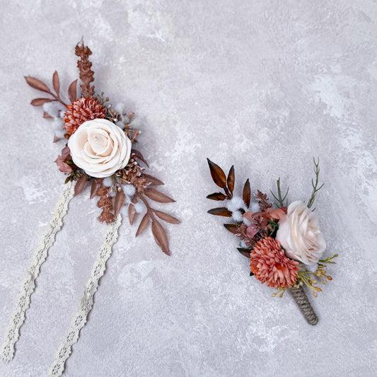 Surprising Wildflower Pearl Bracelet Gift For Back To School Party Boutonniere, Gift For Bridesmaid Bridal Accessories, Best Man Boutonniere