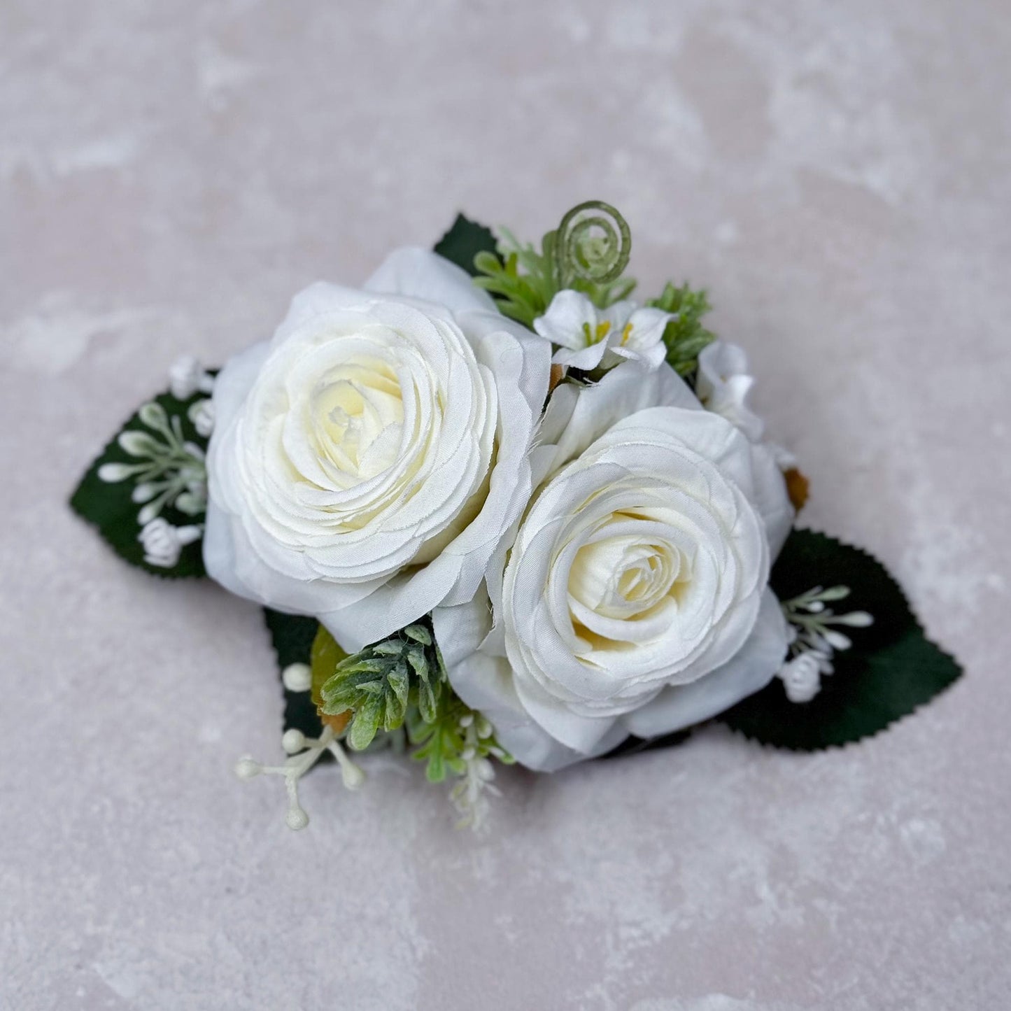 Elegant Round Ivory Rose Bouquet – Custom Bridal Party Accessories, Bridesmaid Bouquet Gift, Mother Corsage, Boutonniere, Cake Topper