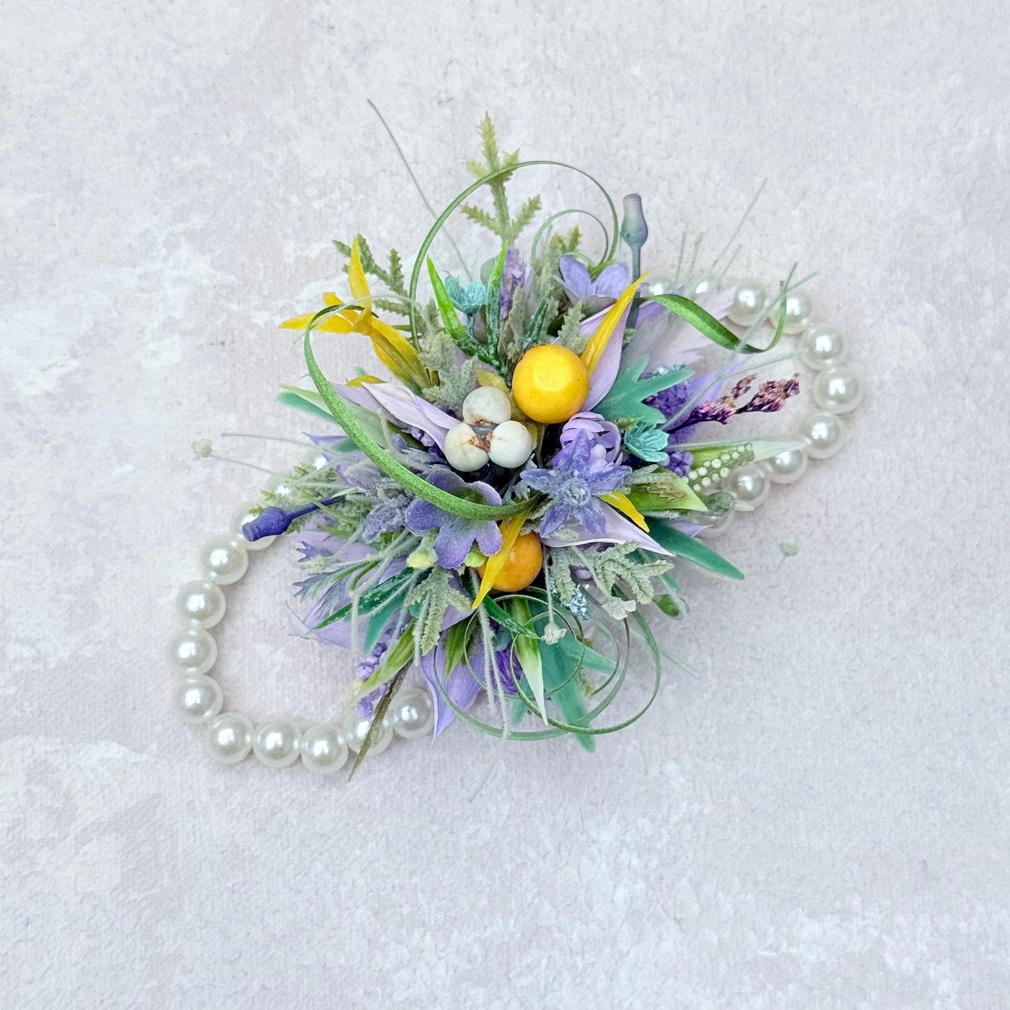 Dried Wildflower Lavender Pearl Bracelet - Rustic Wedding, Back To School Gift, Corsage and Boutonniere Set,Gift for Mom,Bridal Accessories