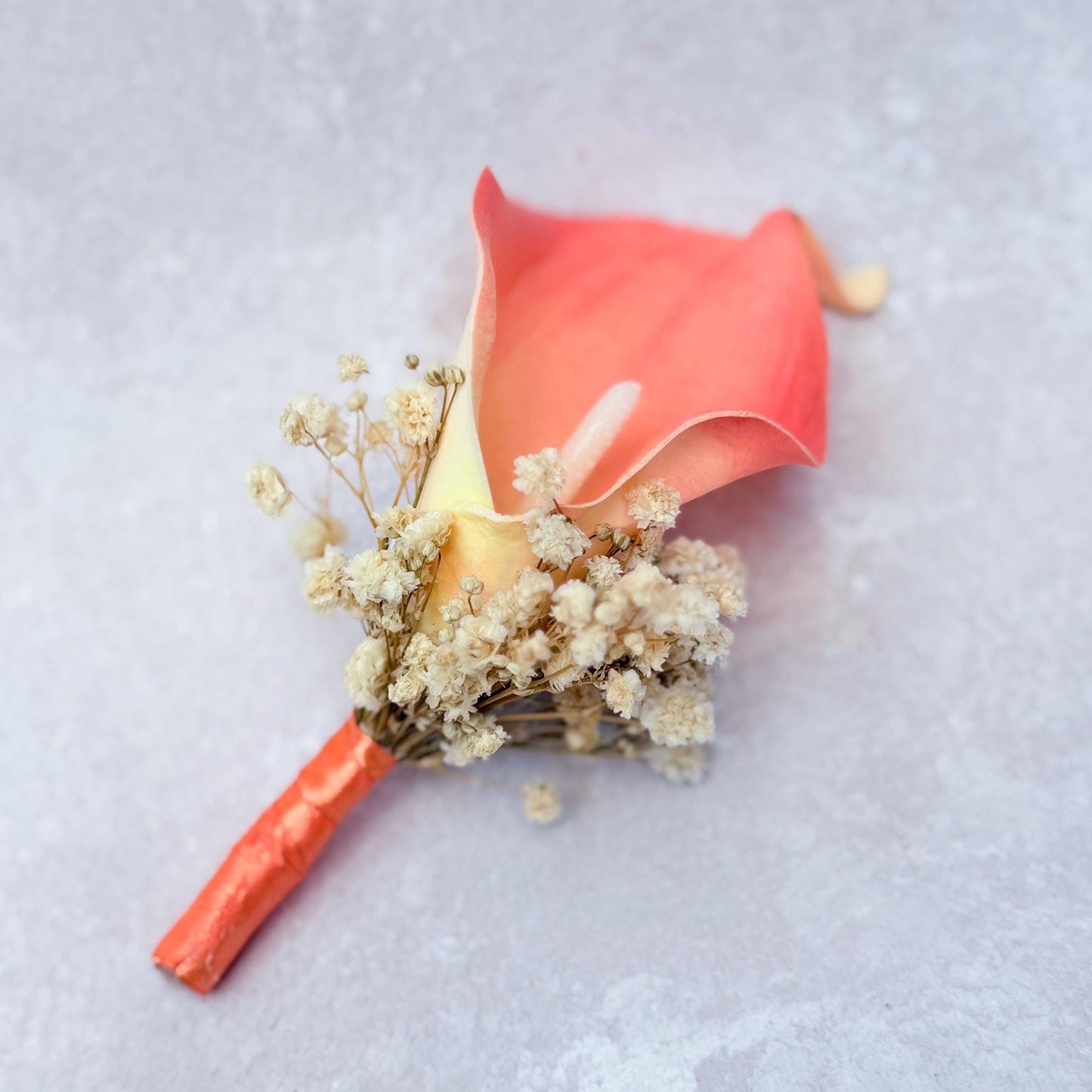 Coral Calla Lily Pearl Bracelet For Beach Wedding - Real Touch Wrist Corsage For Prom, Bride To Be Gift, Starfish Groom Boutonniere