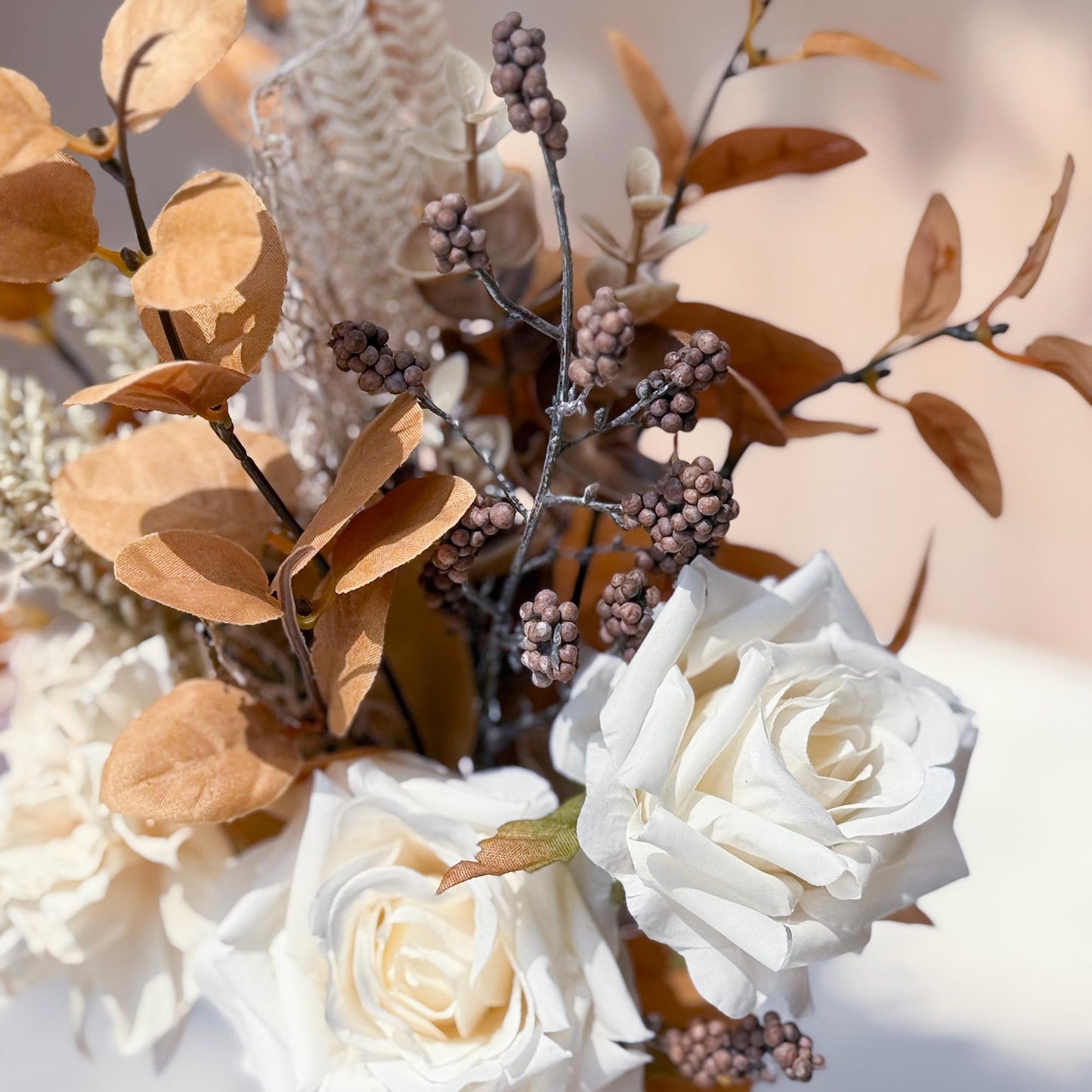 3 Bunches Wildflower Bouquet - Ivory Rose Dahlia Floral Arrangements, Gift For Fall Wedding, Home Decor, Table Decor, Flower Girl Gift