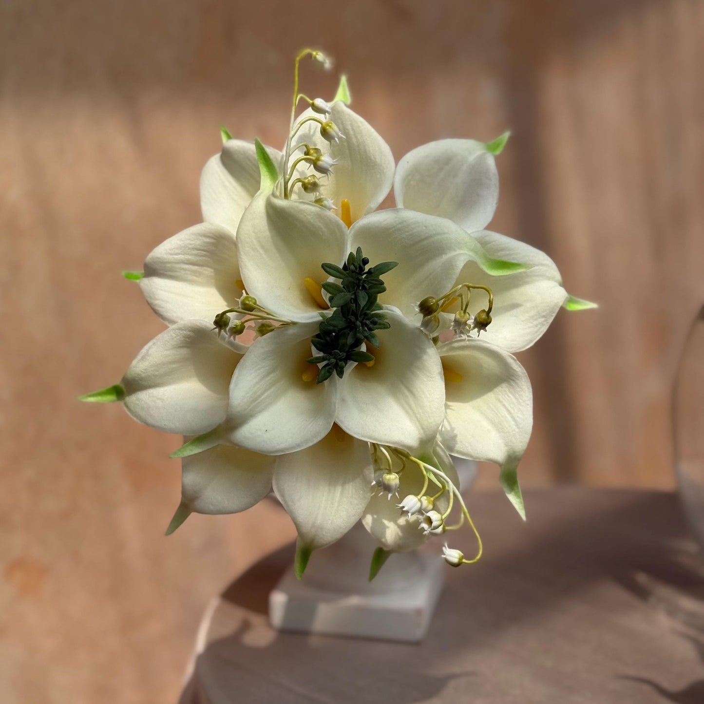 Cascade White Calla Lily Bridal Bouquet, Real Touch Green Tip Bridesmaid Bouquet, Beach Wedding Bouquet Gift, Bridal Accessories