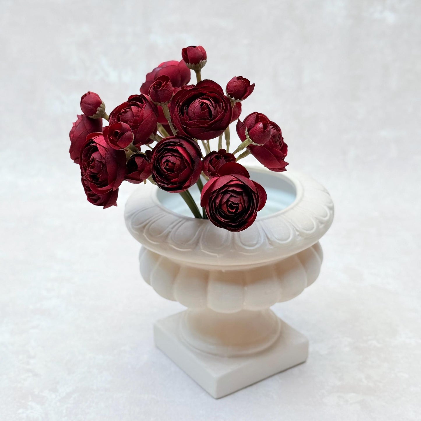 Burgundy Rose Stems – Faux Flower Bundle Perfect For DIY Wedding Bouquet, Wreath Design, Silk Ranunculus Centerpiece, Crafts & Arrangements
