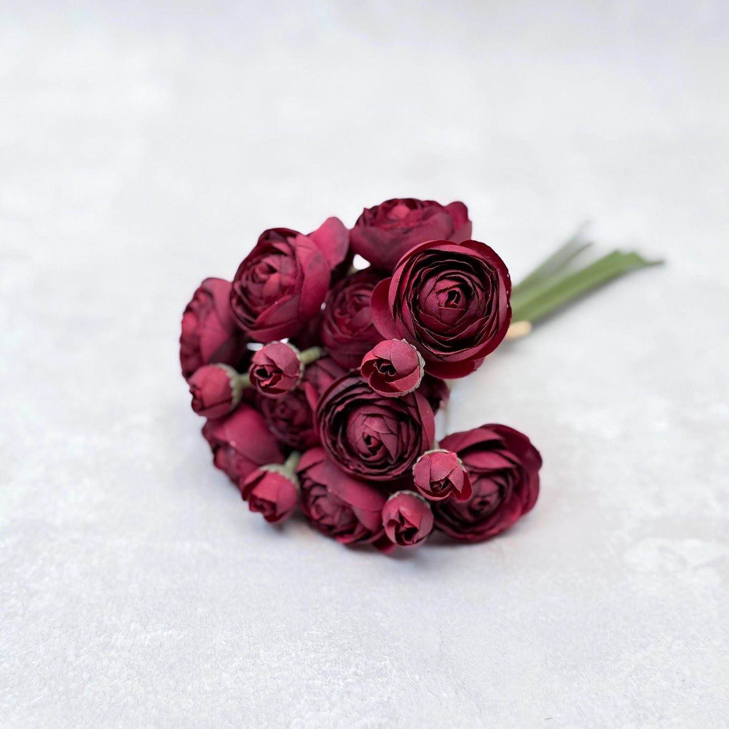 Burgundy Rose Stems – Faux Flower Bundle Perfect For DIY Wedding Bouquet, Wreath Design, Silk Ranunculus Centerpiece, Crafts & Arrangements