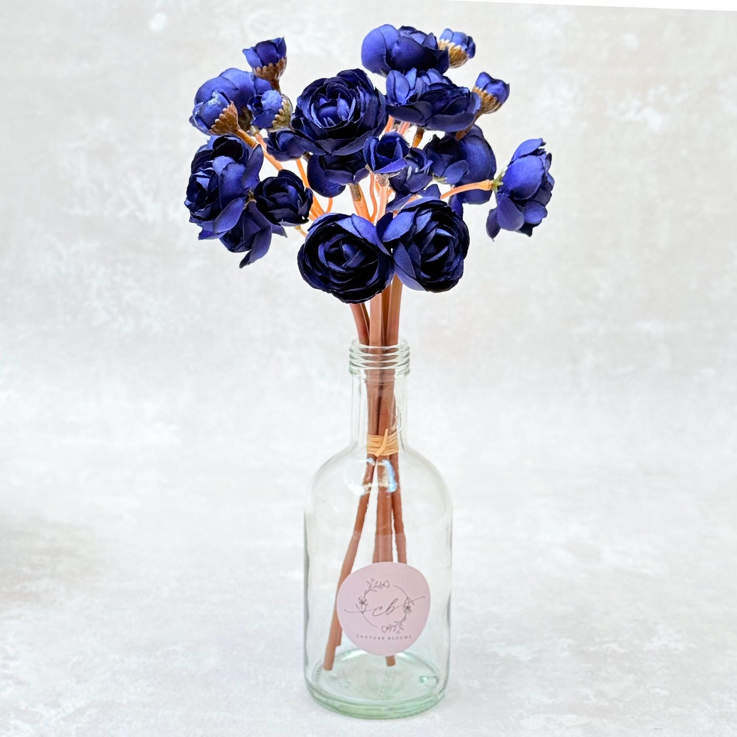 Navy Blue Rose Stems – Faux Flower Bundle Perfect For DIY Wedding Bouquet, Wreath Design, Silk Ranunculus Centerpiece, Crafts & Arrangements