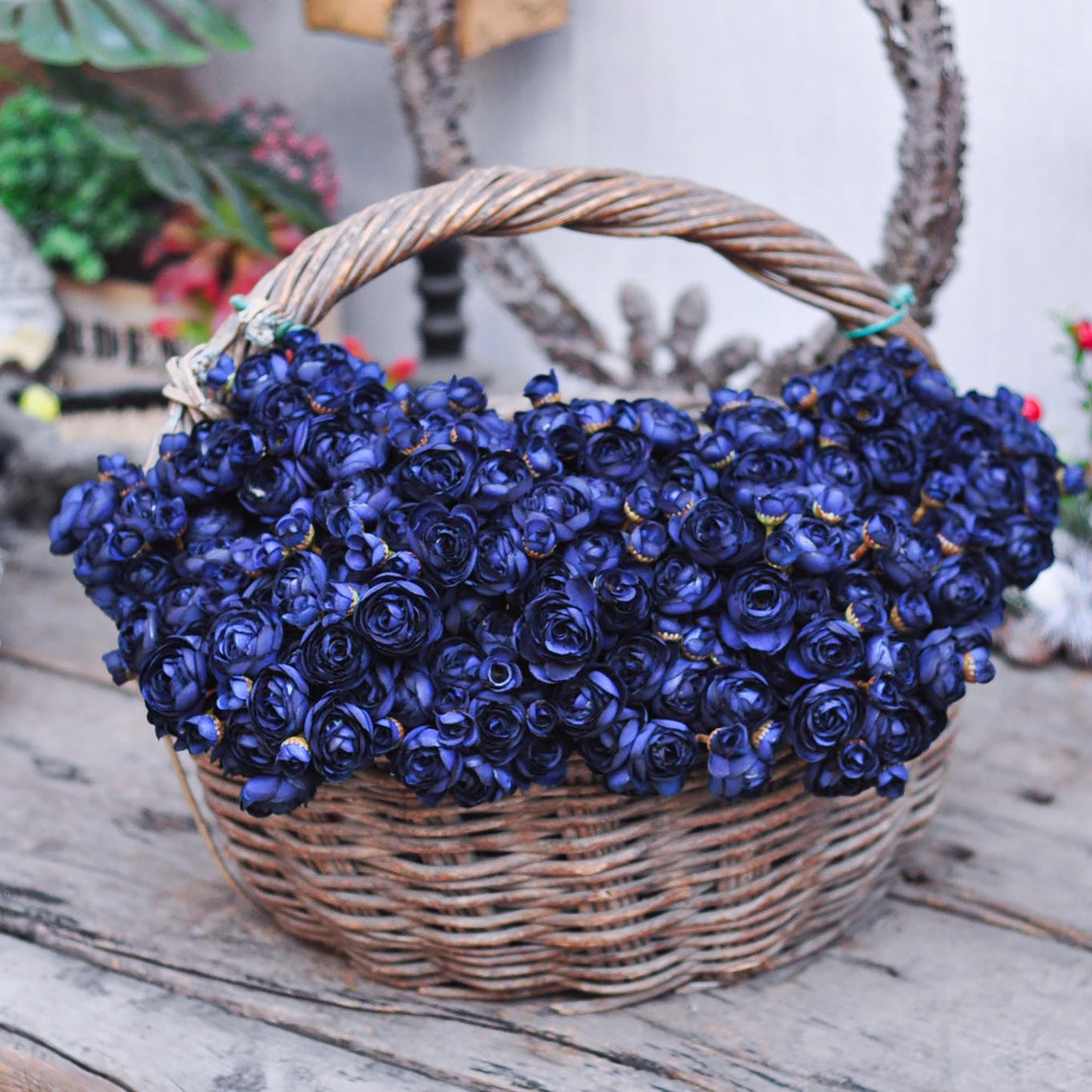 Navy Blue Rose Stems – Faux Flower Bundle Perfect For DIY Wedding Bouquet, Wreath Design, Silk Ranunculus Centerpiece, Crafts & Arrangements