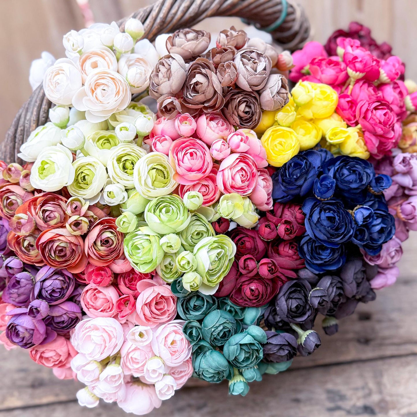 Navy Blue Rose Stems – Faux Flower Bundle Perfect For DIY Wedding Bouquet, Wreath Design, Silk Ranunculus Centerpiece, Crafts & Arrangements