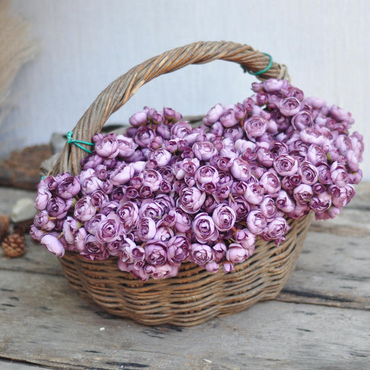 Autumn Purple Rose Stems – Faux Flower Bundle Perfect For DIY Wedding Bouquet, Wreath, Silk Ranunculus Centerpiece, Crafts & Arrangements