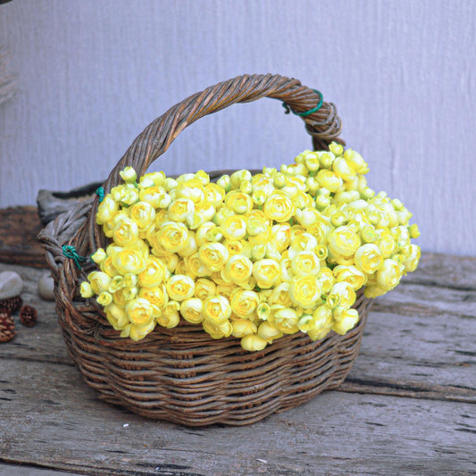 Bright Yellow Rose Stems – Faux Flower Bundle Perfect For DIY Wedding Bouquet, Wreath, Silk Ranunculus Centerpiece, Crafts & Arrangements