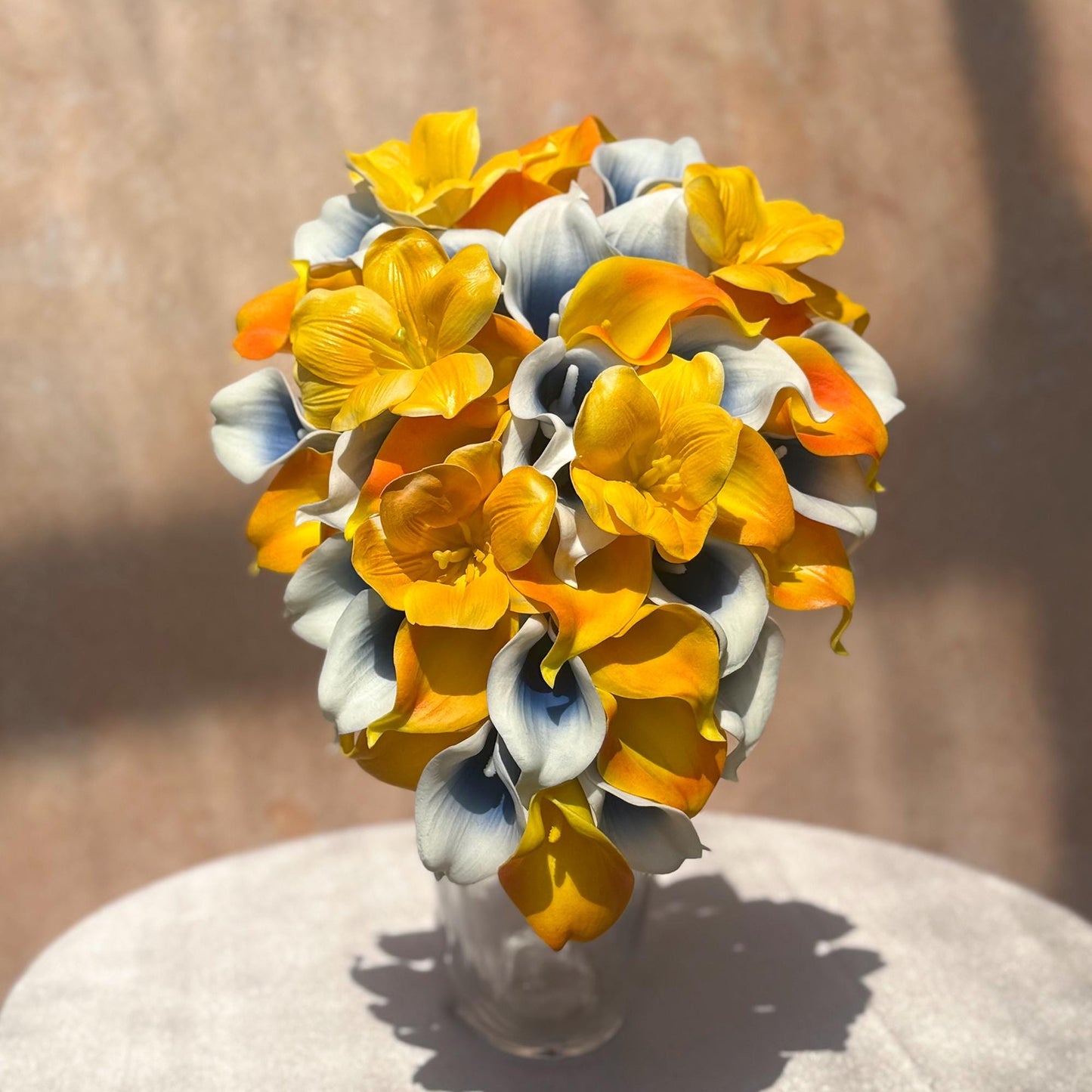 Vibrant Cascade Orange Tulip Bridal Bouquet For Fall Weddings, Rustic Wedding Bouquet, Calla Lily Bridesmaid Bouquet, Bridal Accessories