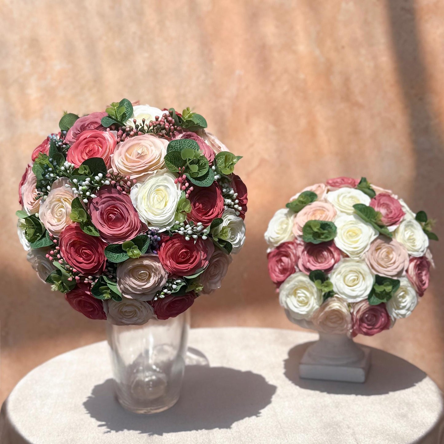 Dusty Rose Bridal Bouquet For Beach Wedding, White Bridesmaid Bouquet Box, Elegant Rose Wedding Bouquet, Garden Wedding, Bridal Accessories