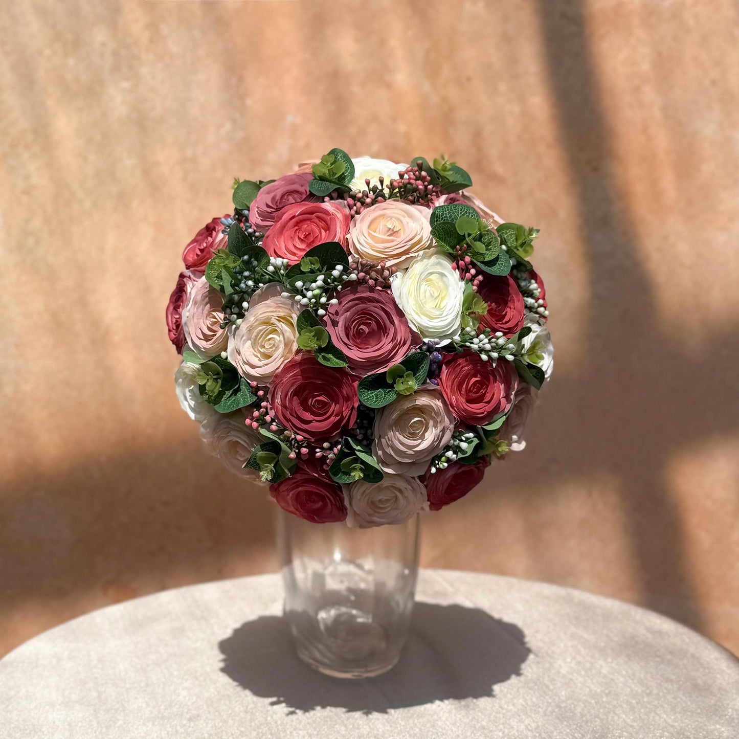 Dusty Rose Bridal Bouquet For Beach Wedding, White Bridesmaid Bouquet Box, Elegant Rose Wedding Bouquet, Garden Wedding, Bridal Accessories