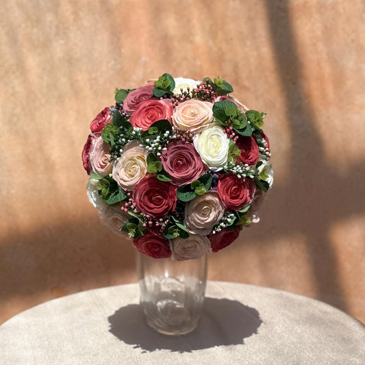 Dusty Rose Bridal Bouquet For Beach Wedding, White Bridesmaid Bouquet Box, Elegant Rose Wedding Bouquet, Garden Wedding, Bridal Accessories