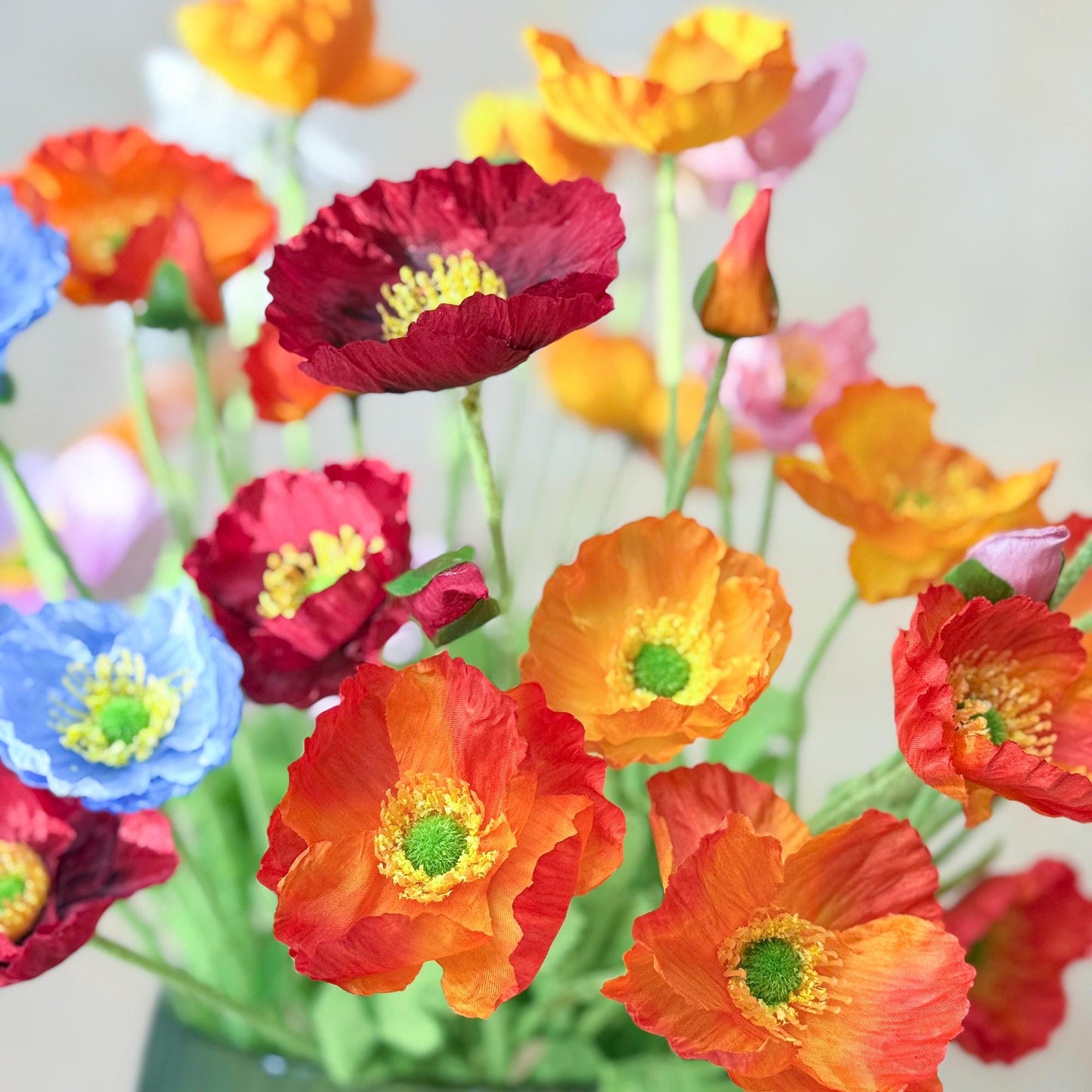 Yellow Faux Poppy Flower - Silk Poppy Flower Stem, DIY Floral Arrangements, Wedding Centerpiece, Home Decor, Gift For Her, Flower Bouquet