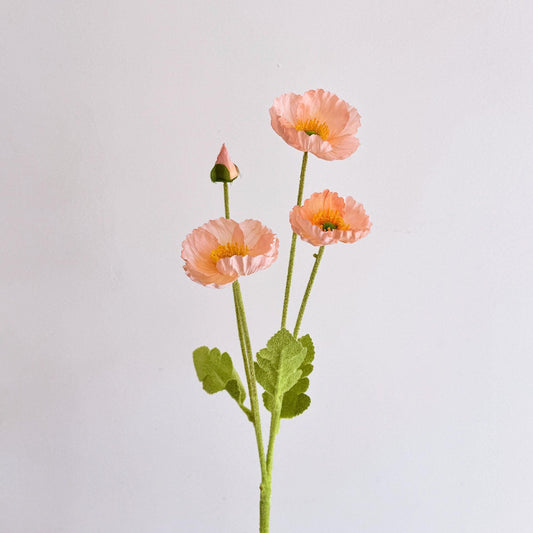 Coral Pink Faux Poppy Flower - Silk Poppy Flower Stem, DIY Floral Arrangements, Wedding Centerpiece, Home Decor, Gift For Her,Flower Bouquet