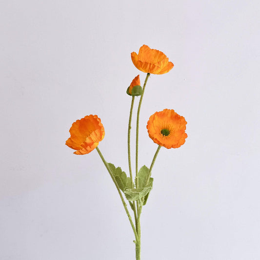 Orange Yellow Faux Poppy Flower - Silk Poppy Flower Stem, DIY Floral Arrangements,Wedding Centerpiece,Home Decor,Gift For Her,Flower Bouquet