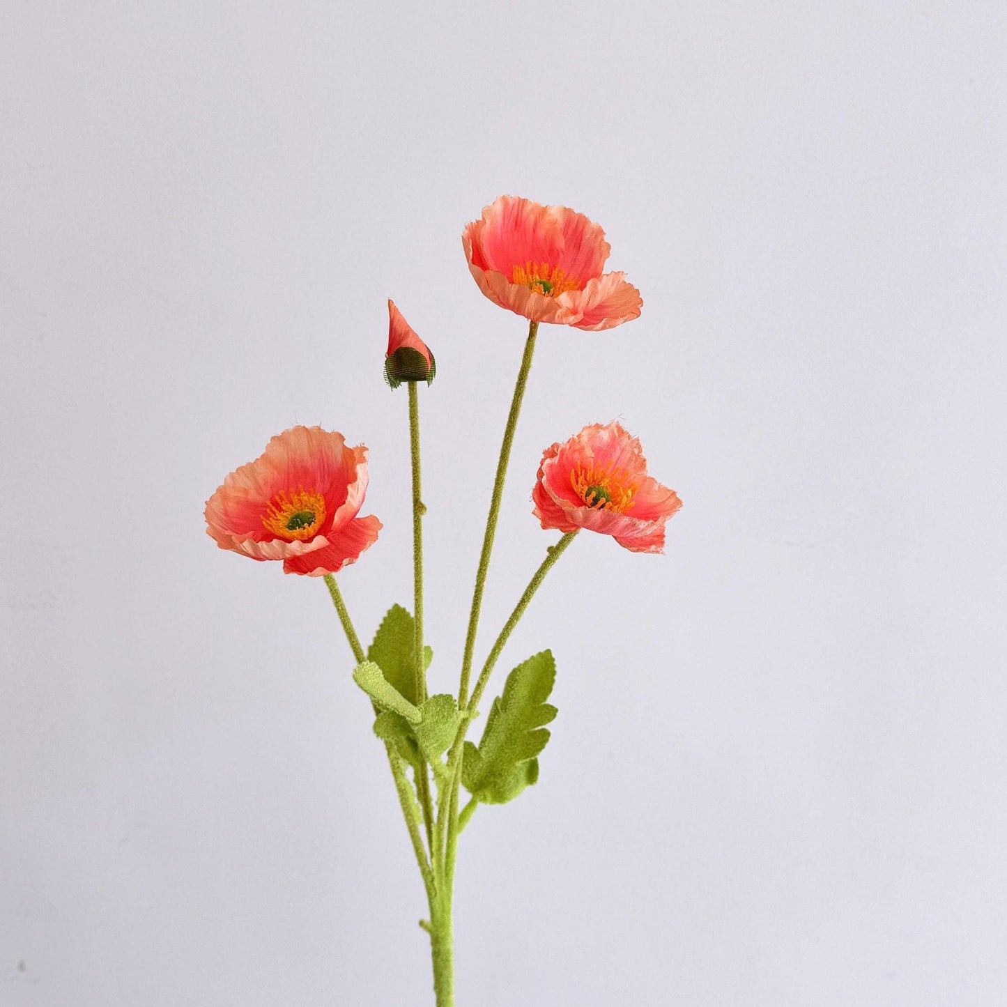 Coral Red Faux Poppy Flower - Silk Poppy Flower Stem, DIY Floral Arrangements, Wedding Centerpiece, Home Decor, Gift For Her,Flower Bouquet