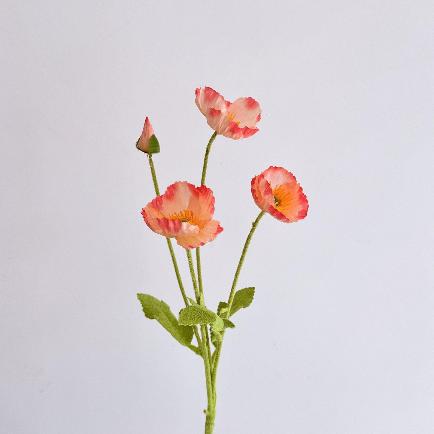 Salmon Faux Poppy Flower - Silk Poppy Flower Stem, DIY Floral Arrangements, Wedding Centerpiece, Home Decor, Gift For Her,Flower Bouquet