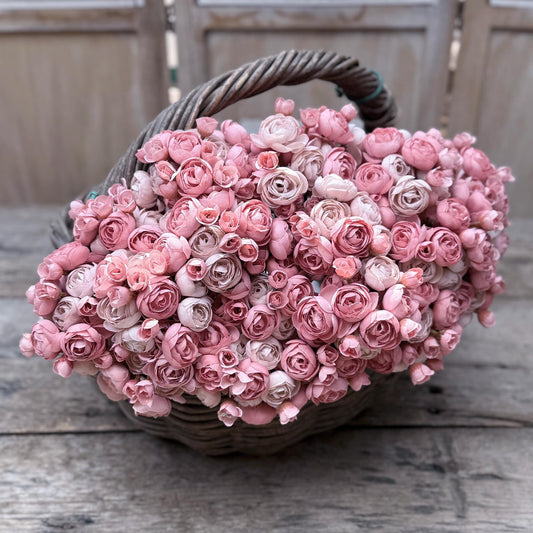 Dusty Pink Rose Stems – Faux Flower Bundle Perfect For DIY Wedding Bouquet, Wreath, Silk Ranunculus Centerpiece, Crafts & Arrangements