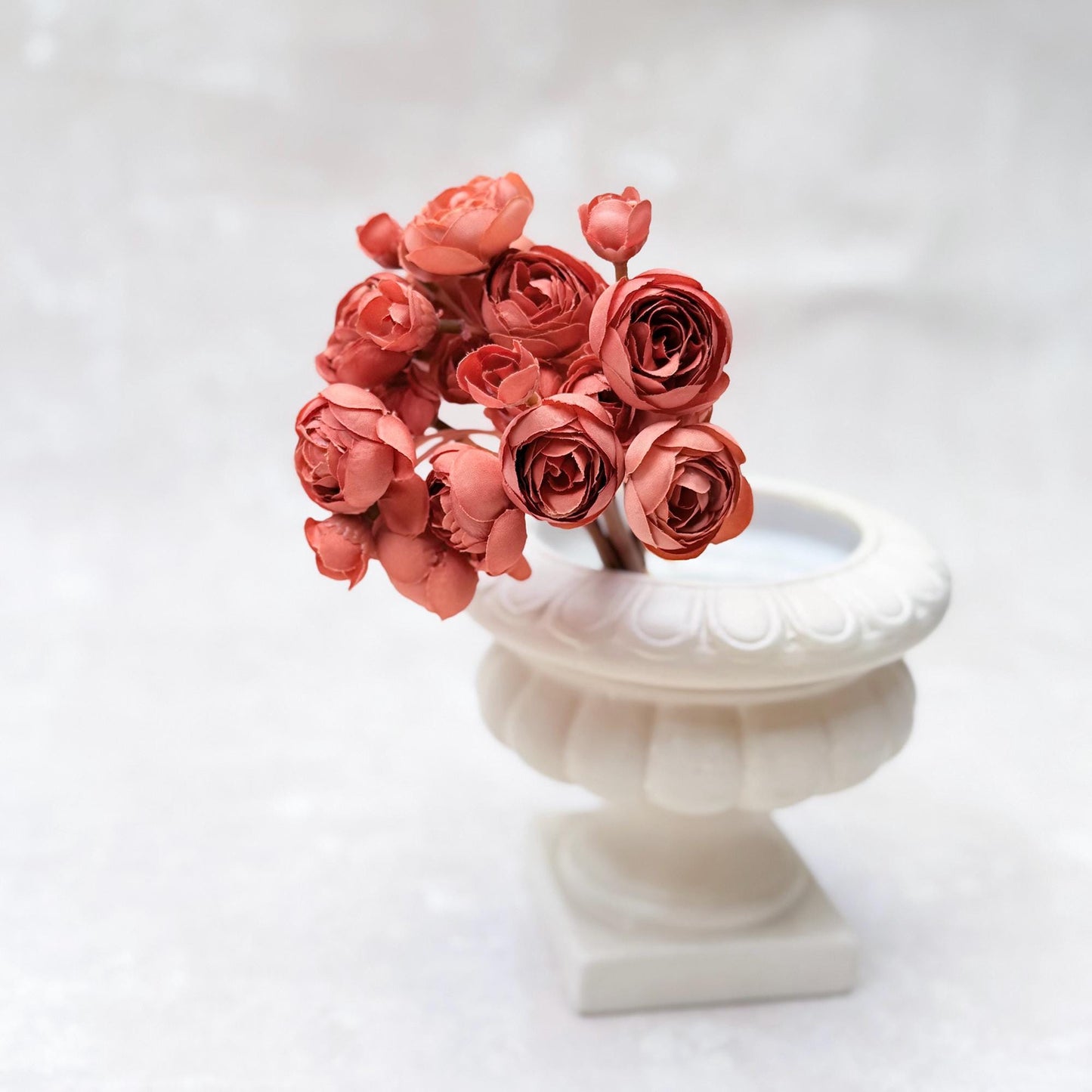 Vintage Orange Rose Stems – Faux Flower Bundle Perfect For DIY Wedding Bouquet, Wreath, Silk Ranunculus Centerpiece, Crafts & Arrangements