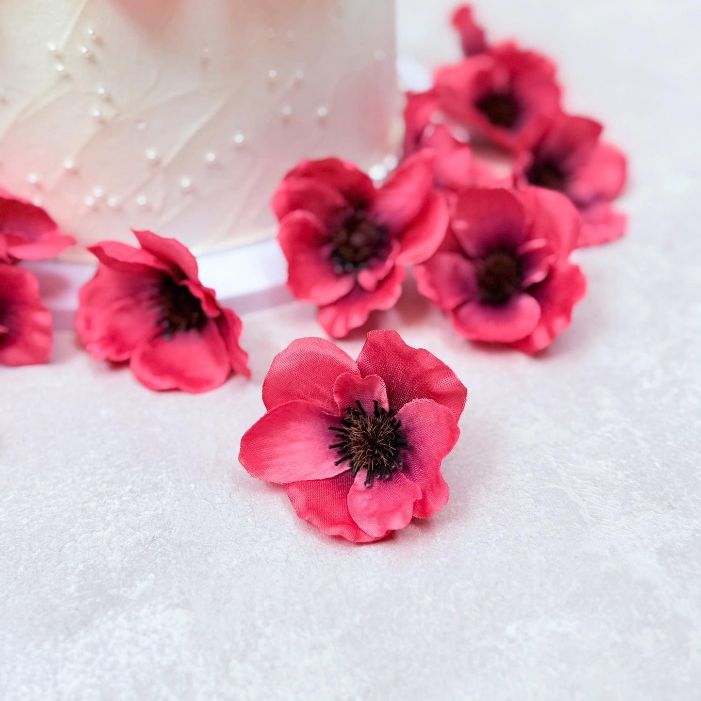 25 Red Cosmos Flower Head - Wedding Aisle Decor, Cake Topper, Flower Girl Basket Petals, DIY Silk Fake Flower Confetti, Fireplace mantel