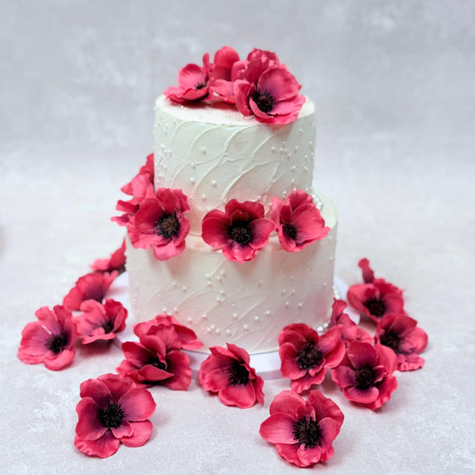 25 Red Cosmos Flower Head - Wedding Aisle Decor, Cake Topper, Flower Girl Basket Petals, DIY Silk Fake Flower Confetti, Fireplace mantel