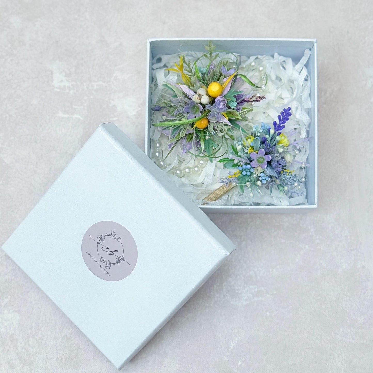 Dried Wildflower Lavender Pearl Bracelet - Rustic Wedding, Back To School Gift, Corsage and Boutonniere Set,Gift for Mom,Bridal Accessories