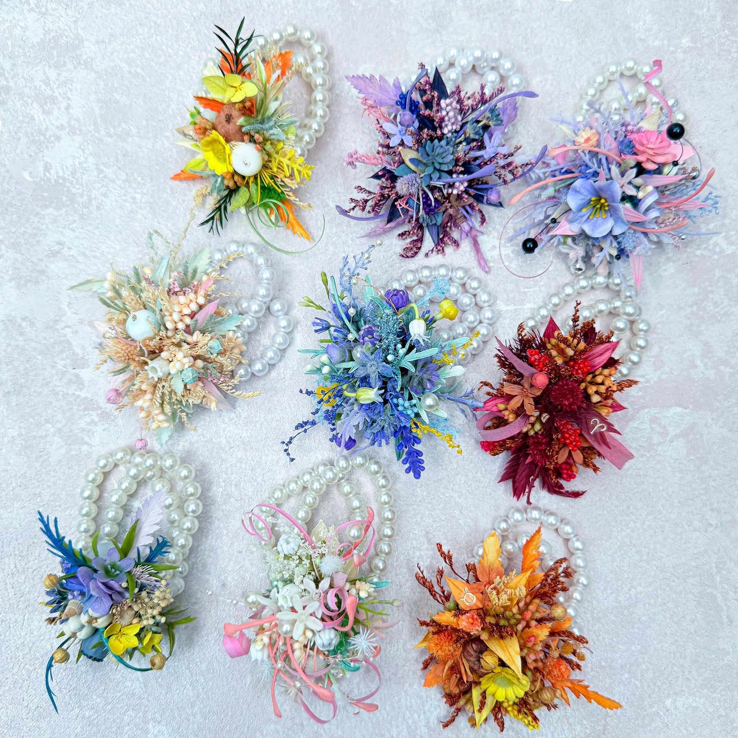 Personalized Zodiac Pearl Bracelet – Luxury Ocher Corsage for Fall Wedding, Prom, Zodiac Gift, Anniversary, Bridal Shower,Astrology Inspired