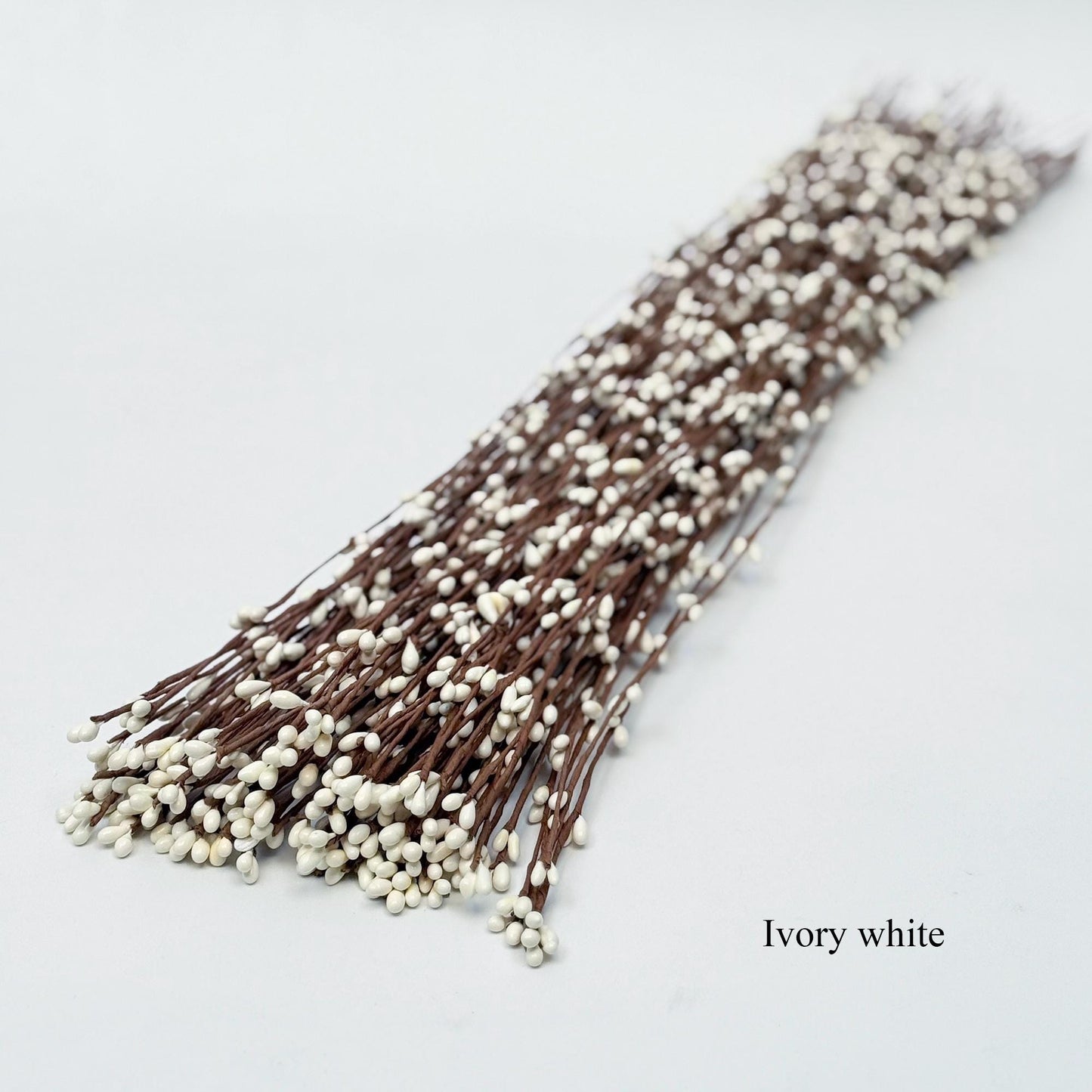 50pcs White Ivory Pip Berry Stems - 23.5'' Bendable Branches for DIY Home Decor, Rustic Wreath, Crown, Tiara,Card Making & Craft Accessories