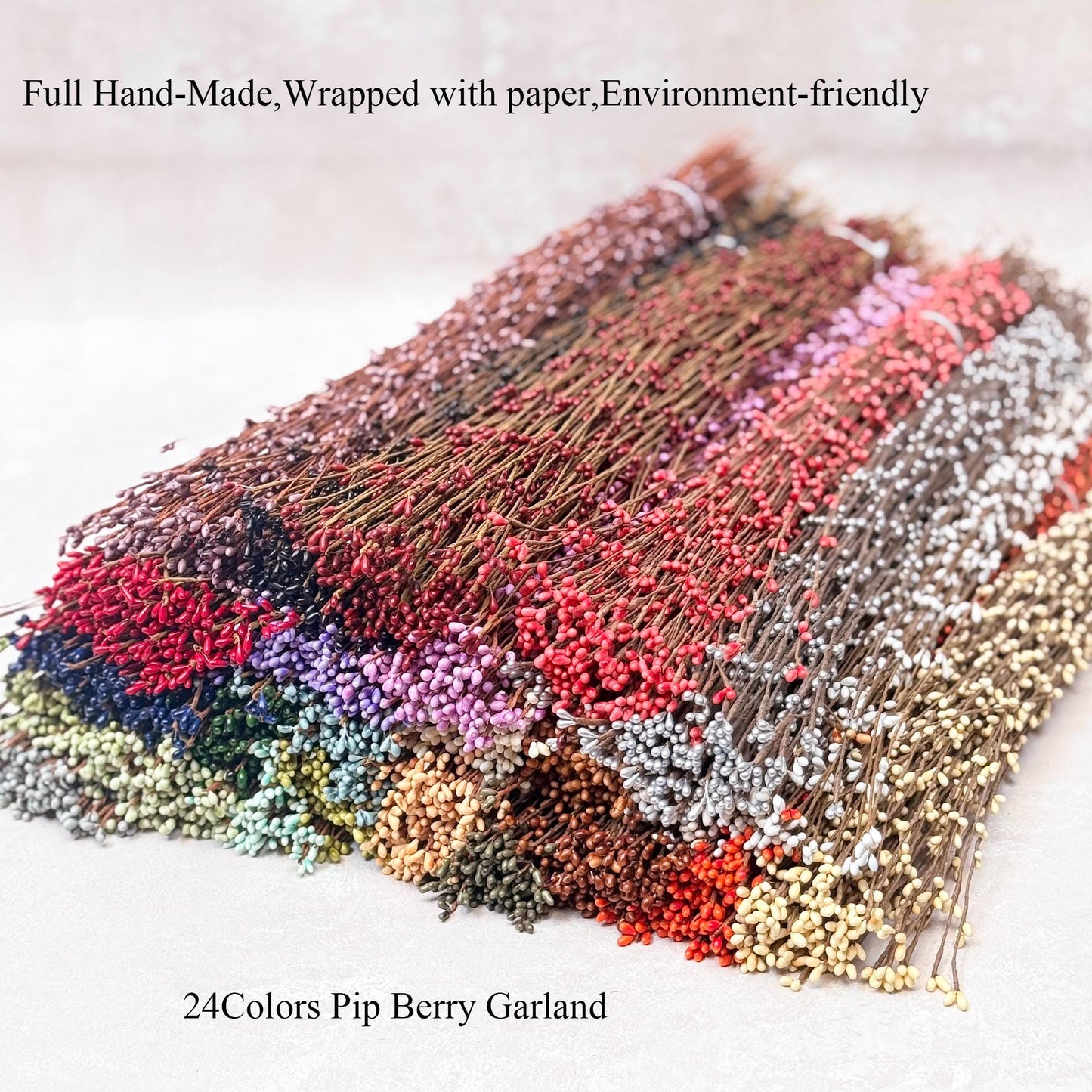 50pcs Coral Red Pip Berry Stems - 23.5'' Bendable Branches for DIY Home Decor, Rustic Wreath, Crown, Tiara, Card Making & Craft Accessories