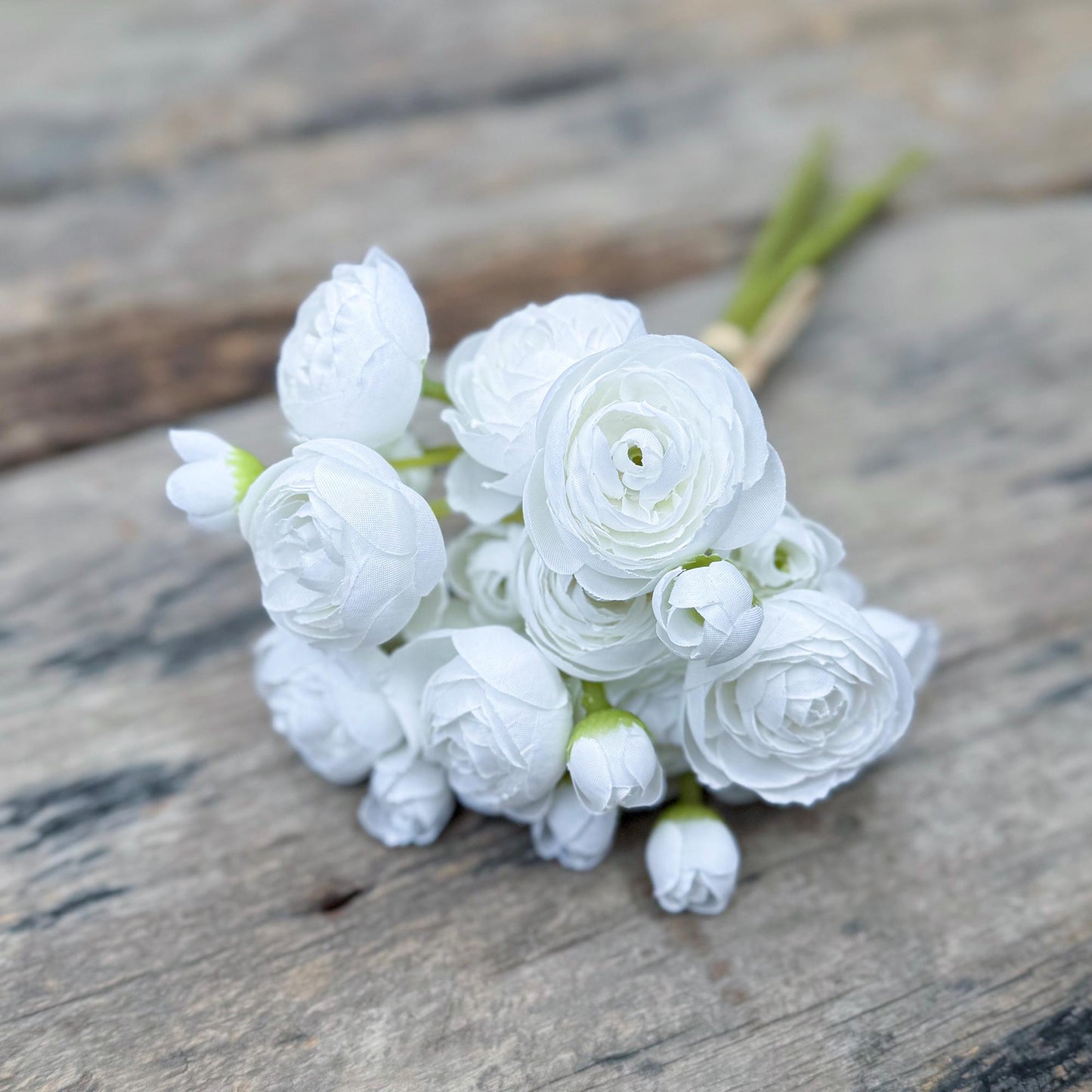 White Rose Stems – Faux Flower Bundle Perfect For DIY Wedding Bouquet, Wreath Design, Silk Ranunculus Centerpiece, Crafts & Arrangements