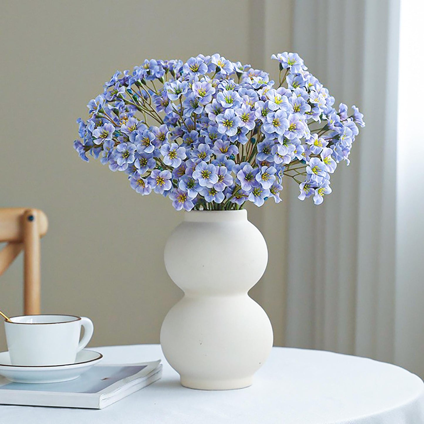 Faux Prairie Gentian Flower Stem, Mini Jasmine Wildflowers Stem for Wedding Bouquet, Flower Arrangements for Home Decor, Bridal Accessories