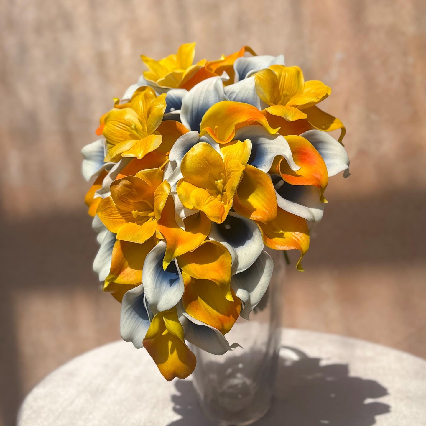 Vibrant Cascade Orange Tulip Bridal Bouquet For Fall Weddings, Rustic Wedding Bouquet, Calla Lily Bridesmaid Bouquet, Bridal Accessories