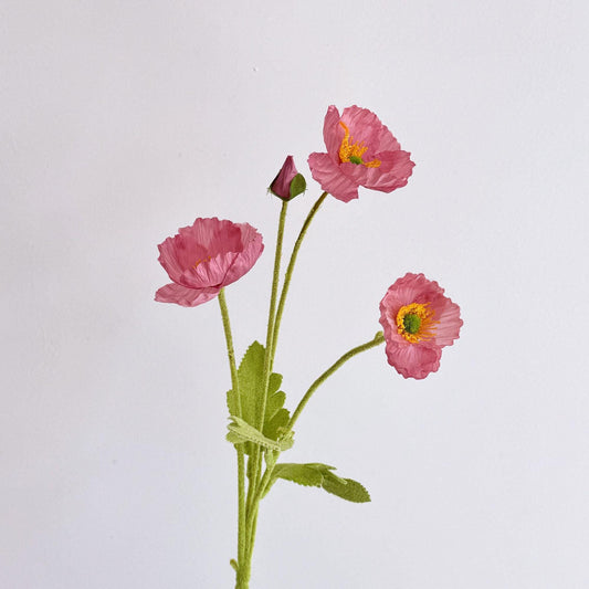 Dusty Rose Faux Poppy Flower - Silk Poppy Flower Stem, DIY Floral Arrangements, Wedding Centerpiece, Home Decor, Gift For Her,Flower Bouquet