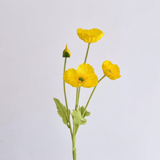 Yellow Faux Poppy Flower - Silk Poppy Flower Stem, DIY Floral Arrangements, Wedding Centerpiece, Home Decor, Gift For Her, Flower Bouquet