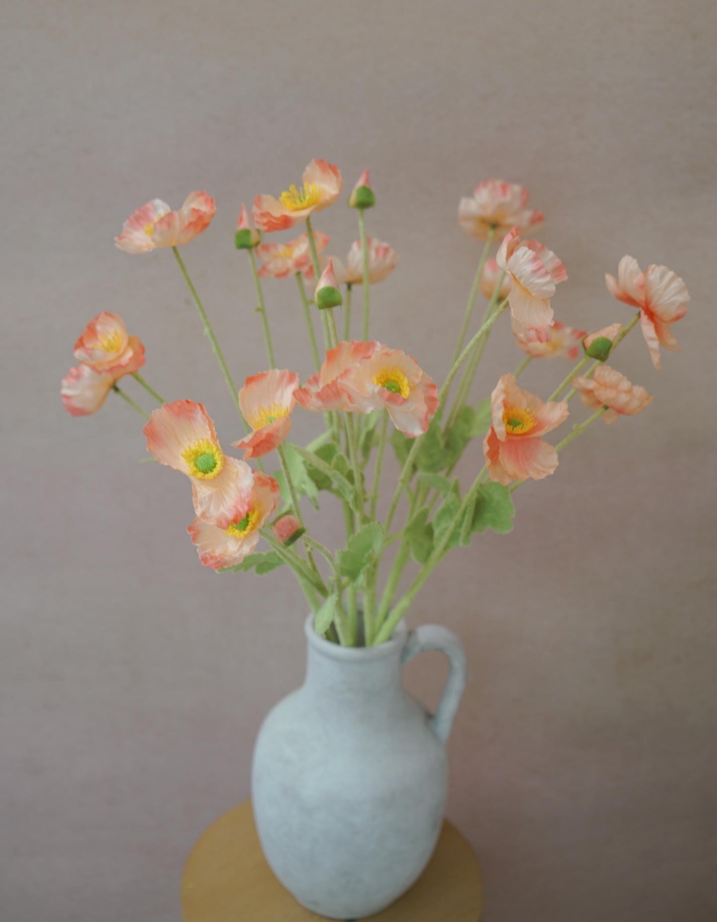 Salmon Faux Poppy Flower - Silk Poppy Flower Stem, DIY Floral Arrangements, Wedding Centerpiece, Home Decor, Gift For Her,Flower Bouquet