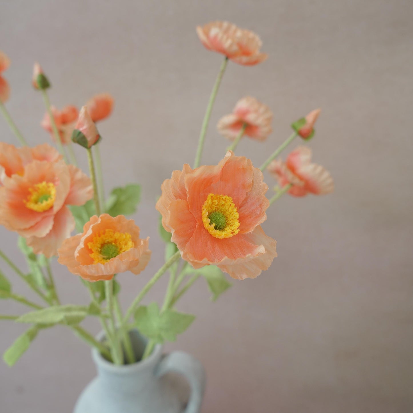 Coral Red Faux Poppy Flower - Silk Poppy Flower Stem, DIY Floral Arrangements, Wedding Centerpiece, Home Decor, Gift For Her,Flower Bouquet