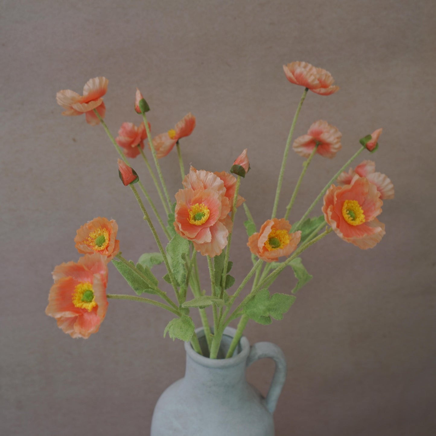 Coral Red Faux Poppy Flower - Silk Poppy Flower Stem, DIY Floral Arrangements, Wedding Centerpiece, Home Decor, Gift For Her,Flower Bouquet