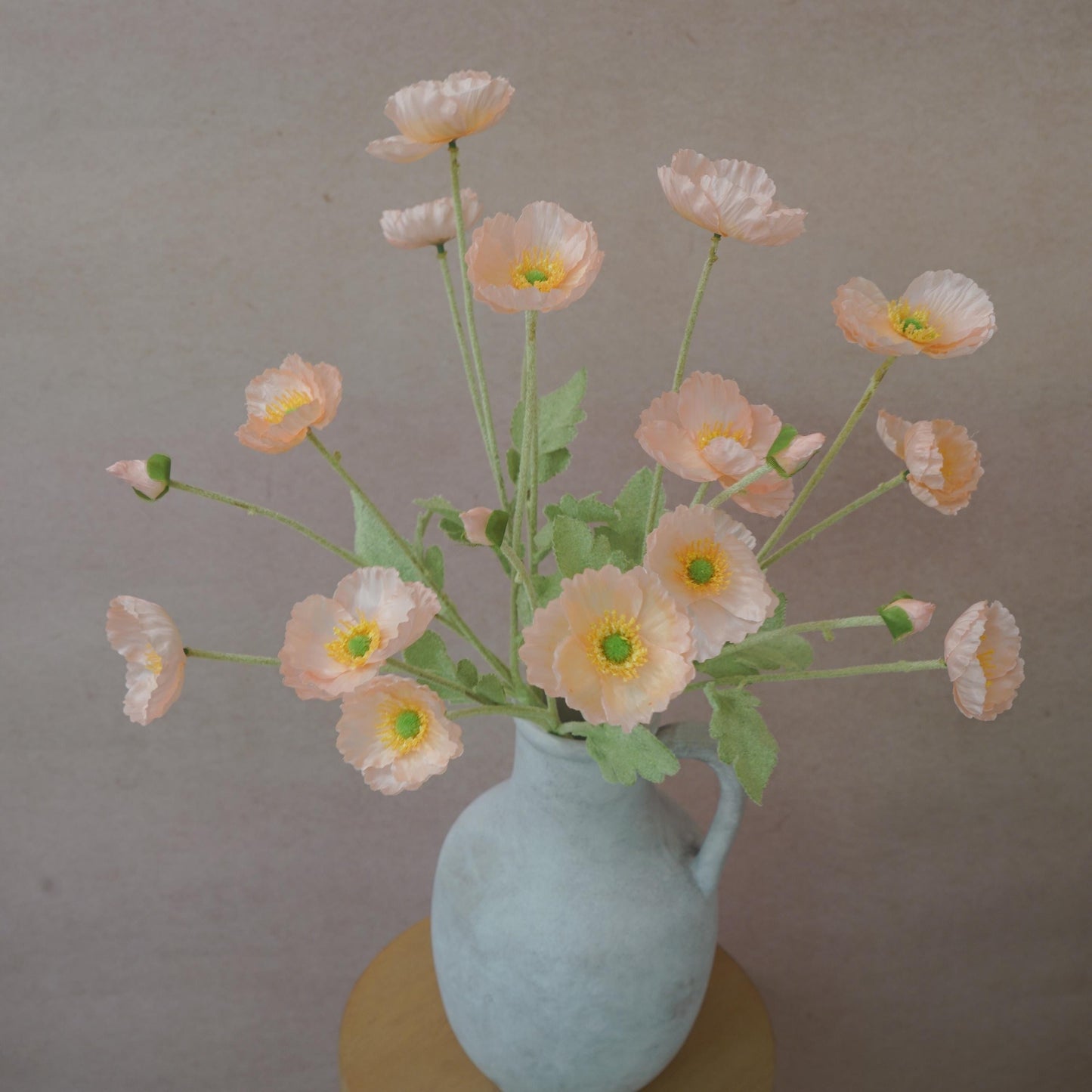 Champagne Pink Faux Poppy Flower - Silk Poppy Flower Stem, DIY Floral Arrangements, Wedding Centerpiece, Home Decor, Gift For Her, Bouquet