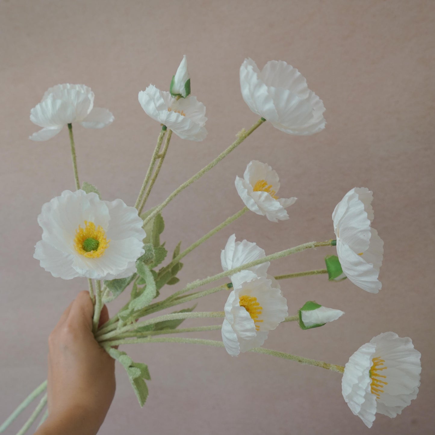 White Faux Poppy Flower - Silk Poppy Flower Stem, DIY Floral Arrangements, Wedding Centerpiece, Home Decor, Gift For Her,Flower Bouquet