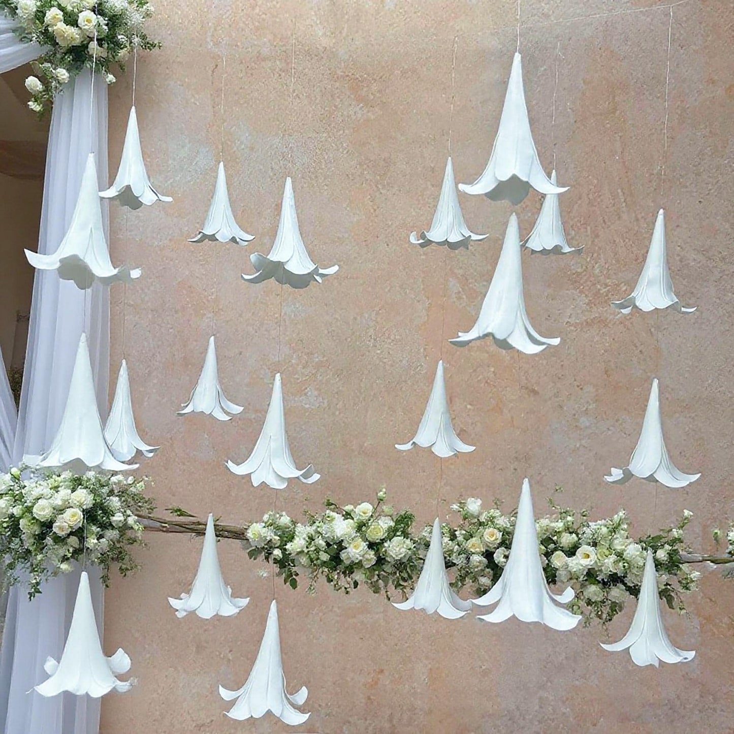 10PCS White EVA Lily Flower Hanging Decor – Eco-Friendly Flower Heads for Enchanted Garden Weddings, Christmas Tree Styling & Holiday Decor