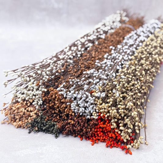 50pcs White Ivory Pip Berry Stems - 23.5'' Bendable Branches for DIY Home Decor, Rustic Wreath, Crown, Tiara,Card Making & Craft Accessories