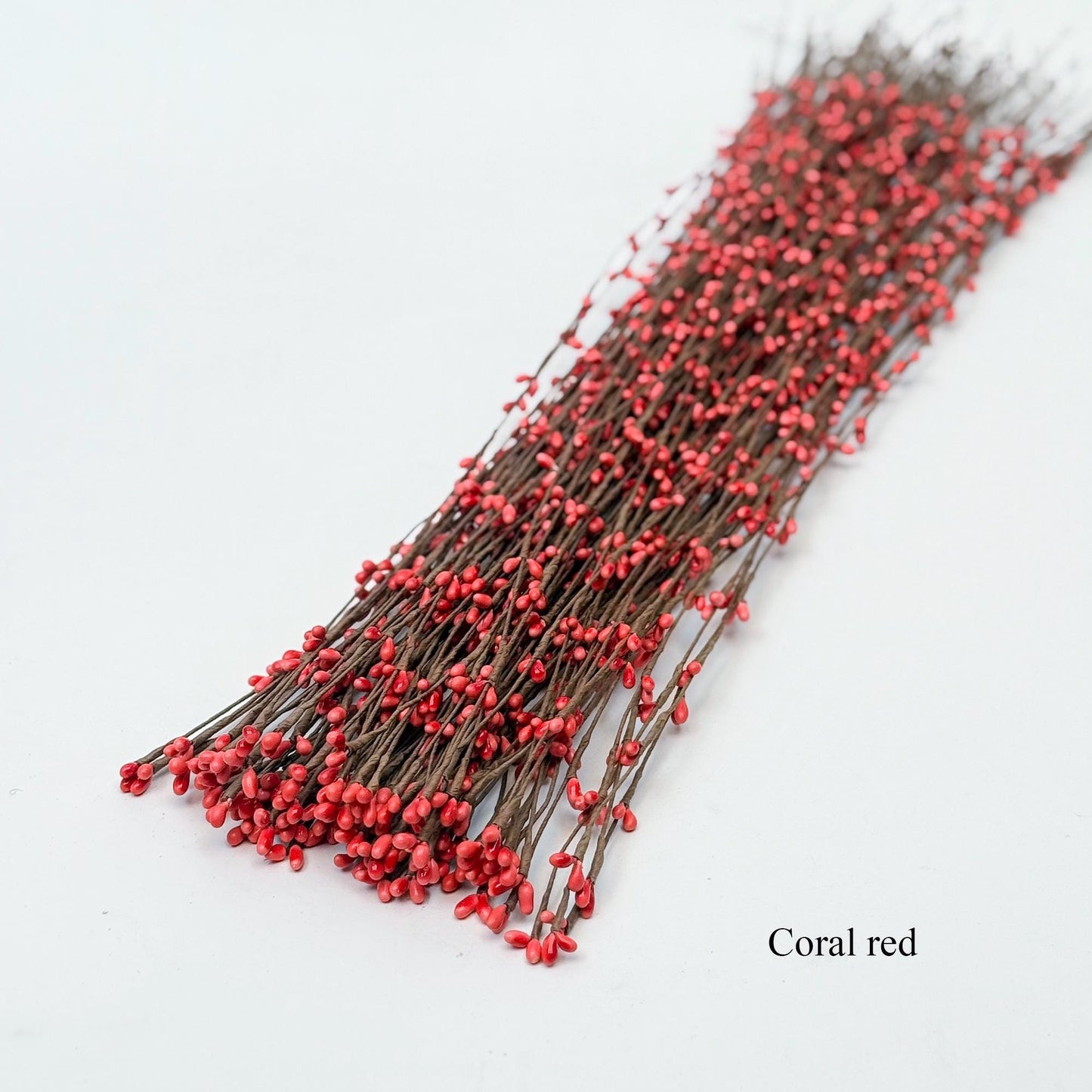 50pcs Coral Red Pip Berry Stems - 23.5'' Bendable Branches for DIY Home Decor, Rustic Wreath, Crown, Tiara, Card Making & Craft Accessories