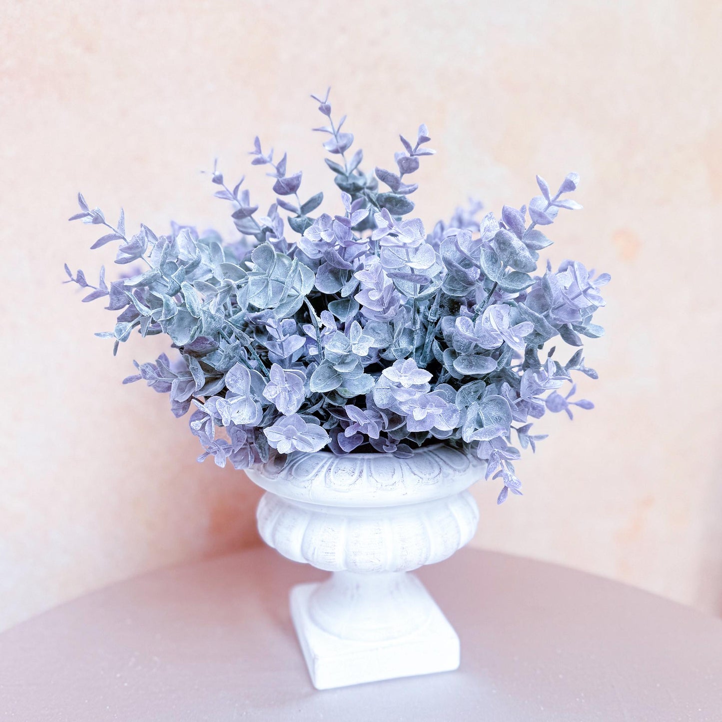 Faux Eucalyptus Branch: Spring Green & Light Purple Floral Ornament for Home Decoration, Rustic Wreath